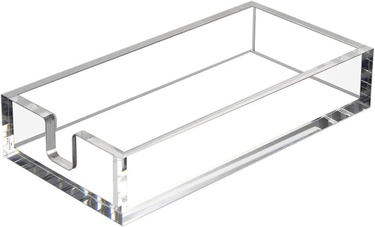 HIIMIEI Acrylic Napkin Holder for Bathroom, Acrylic Guest Towel Holder, Bathroom Napkins Guest Disposable Holder, Hand Towel Tray for Kitchen, Parties, Weddings, Party, Hotel, Restaurant（Clear）