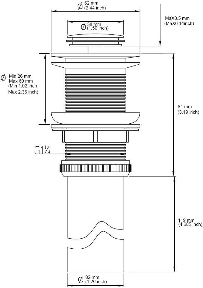 Oil Rubbed Bronze Pop Up Drain, Bathroom Vessel Lavatory Vanity Faucet Sink Drain Stopper, ORB without Overflow
