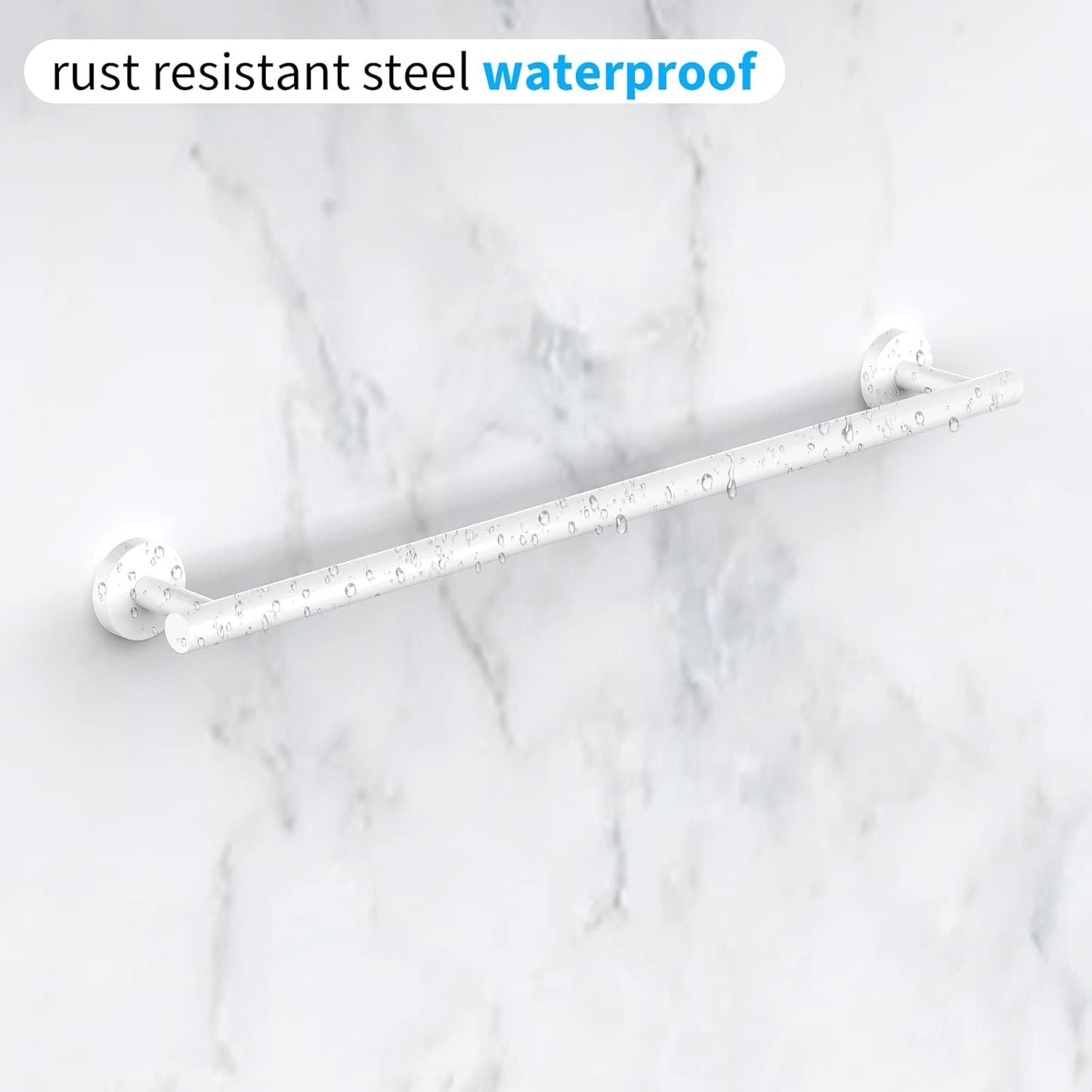 Cilee 2 Pieces White Bathroom Towel Bar, 24 Inch Double Towel Racks,Bathroom Towel Holder Towel Hanger for Bathroom Stainless Steel Wall Mount