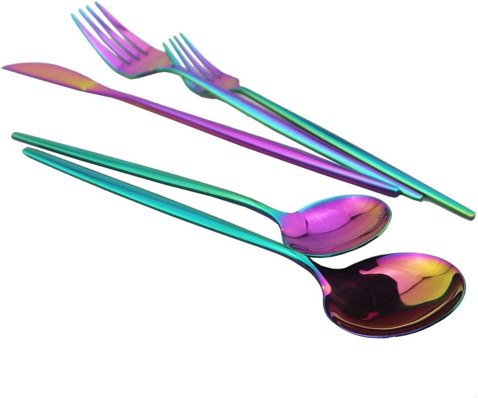 JASHII 20-Piece Stainless Steel Satin Finish Flatware Set, Mirror Polished Tableware Cutlery for Home and Restaurant, Dishwasher Safe