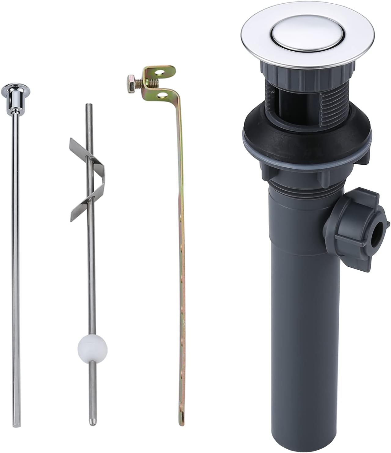 Bathroom Sink Drain with Lift Rod, ARCORA Sink Drain with overflow, Chrome Drain Stopper for Vessel Sink