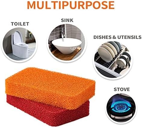 Liflicon Heavy Duty Silicone Scrubber Sponges (4 Pack) -Kitchen Bathroom Cleaning Scrubber Dish Washing Scrubber