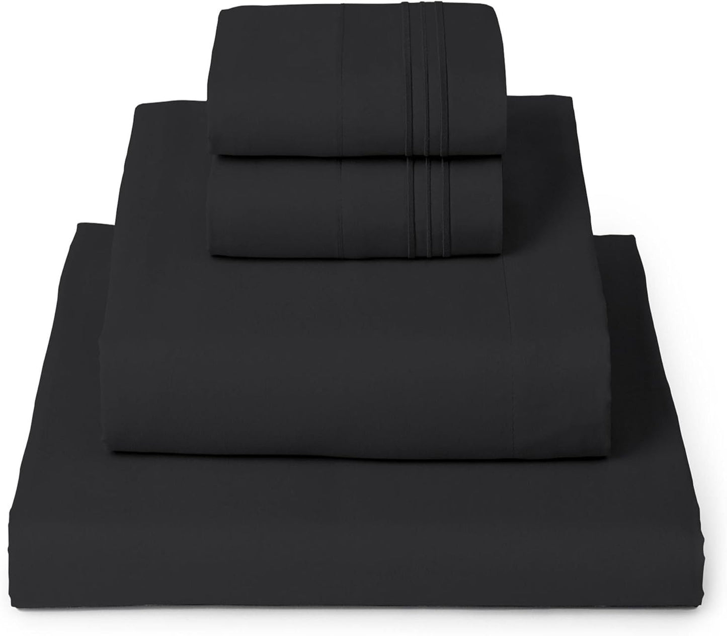 Mellanni California King Sheets Set - 4 PC Iconic Collection Bedding - Hotel Luxury, Extra Soft, Cooling Bed Sheets - Wrinkle, Fade, Stain Resistant (Cal King, Black)