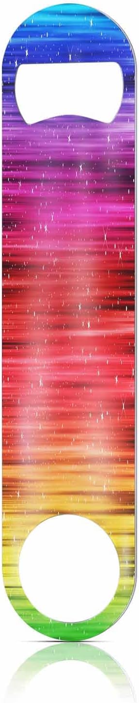 Colorful Stripes Stainless Steel Bottle Opener Rainbow and Shining Stars Red Yellow Blue Green Purple Flat Beer Bottle Opener Keychain for Home Kitchen Bar Restaurant Party Birthday Gift