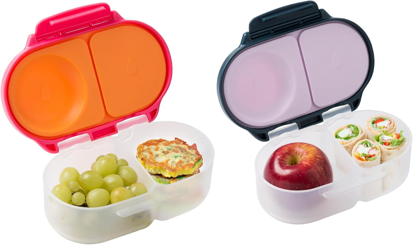 b.box Snack Box (2-pack) Reusable Snack Containers with Lids – Bento Box for Kids & Toddlers, Leakproof Lunch Box, BPA-Free and Dishwasher Safe Snack Container (S'shake + Indigo Rose, 1 3/4 Cup)