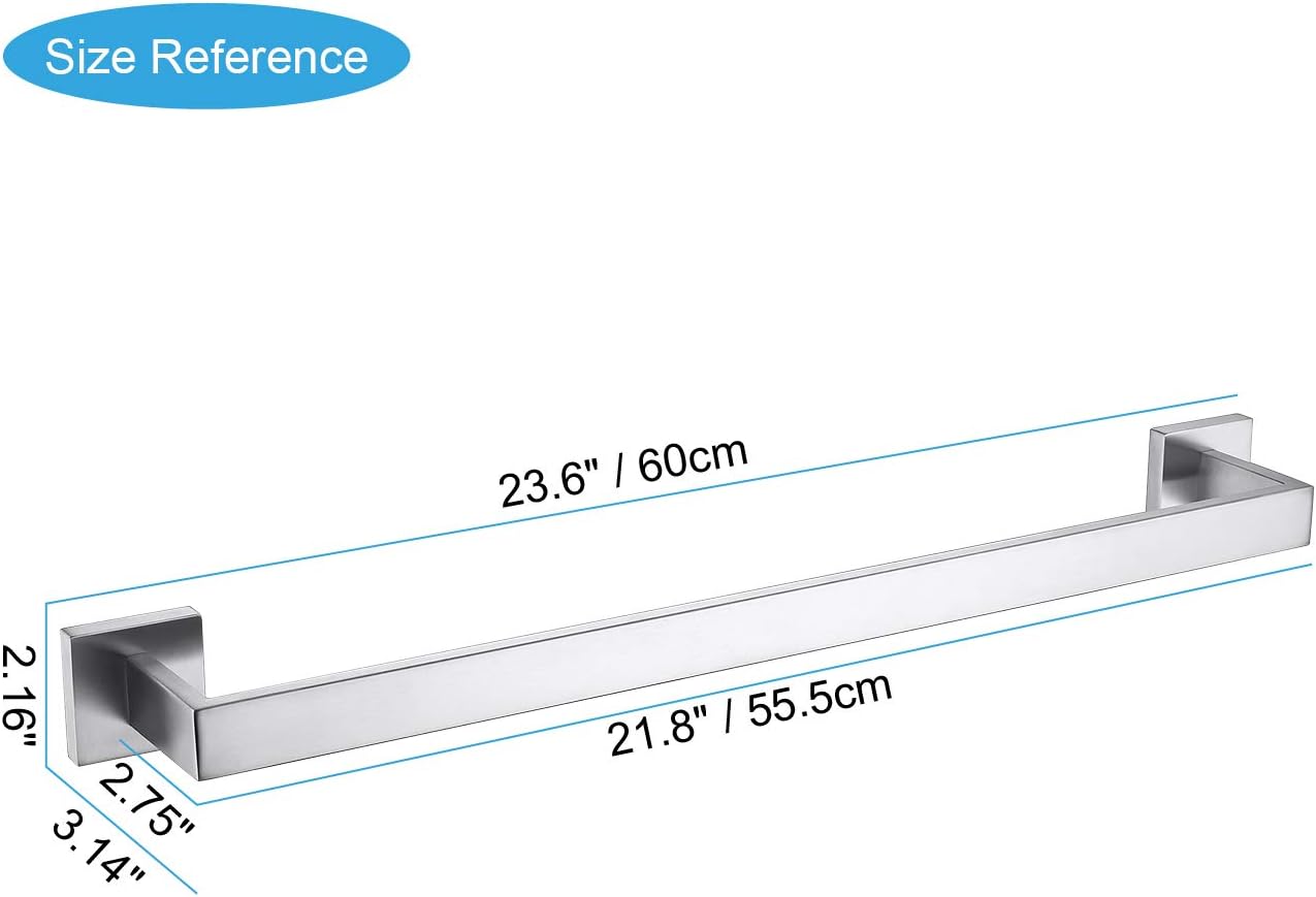 TASTOS 23.6 Inch Black Single Towel Bar Rack, SUS 304 Stainless Steel Bathroom Towel Bar Heavy Duty Towel Holder Kitchen Towel Rod, Wall Mount with Screws Towel Bar Rod Brushed Nickel Finish…