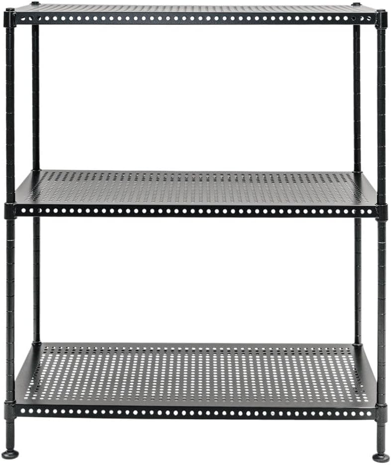 Shelving Inc. 12" d x 24" w x 28" h 3-Tier Perforated Metal Shelving, Standard Duty, Weight Capacity 110 lbs Per Shelf