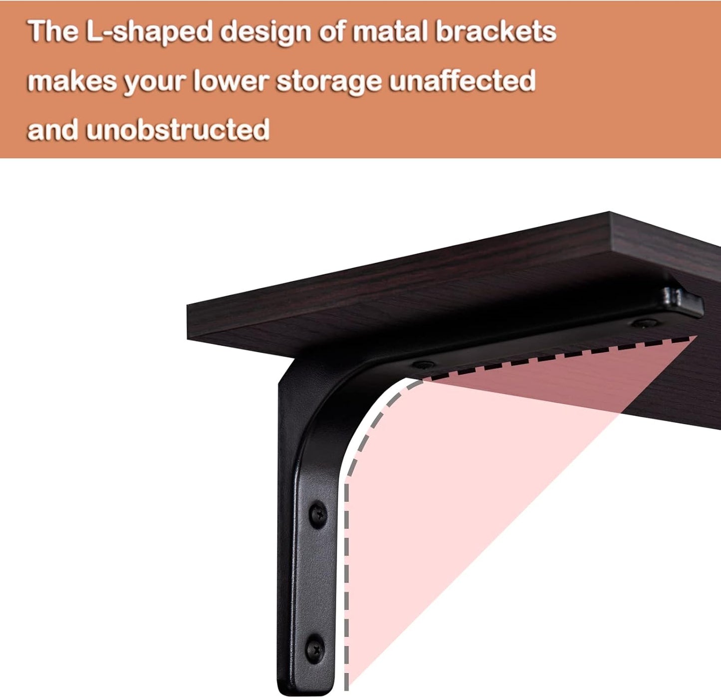 DINZI LVJ Long Wall Shelves, 39.4Inch Wall Mounted Shelves Set of 2, Extra Large Wall Storage Ledges with Sturdy Metal Brackets for Living Room, Bathroom, Bedroom, Kitchen, Espresso