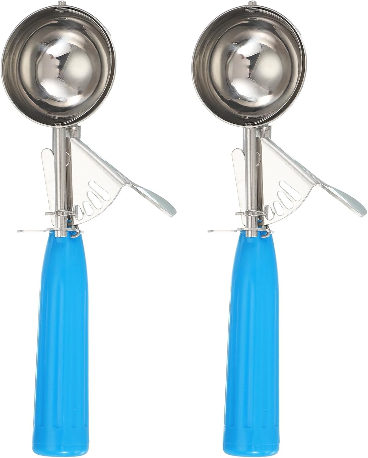 uxcell 2 Pcs Cookie Scoops, Ice Cream Scoop with Trigger for Baking Cookie Dough Rice Pudding Kitchen Gadget, Blue