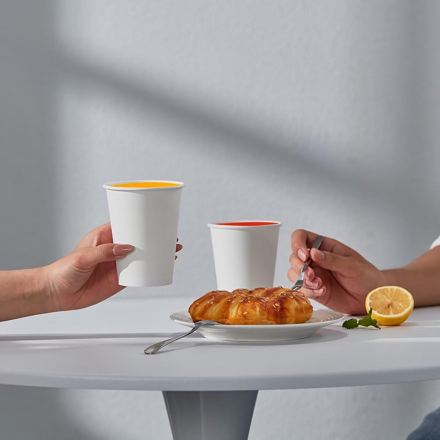 JOLLY PARTY 300 Pack 10 oz Disposable Paper Coffee Cup, Hot/Cold Beverage Drinking Cups for Water, White Paper Hot Coffee Cups