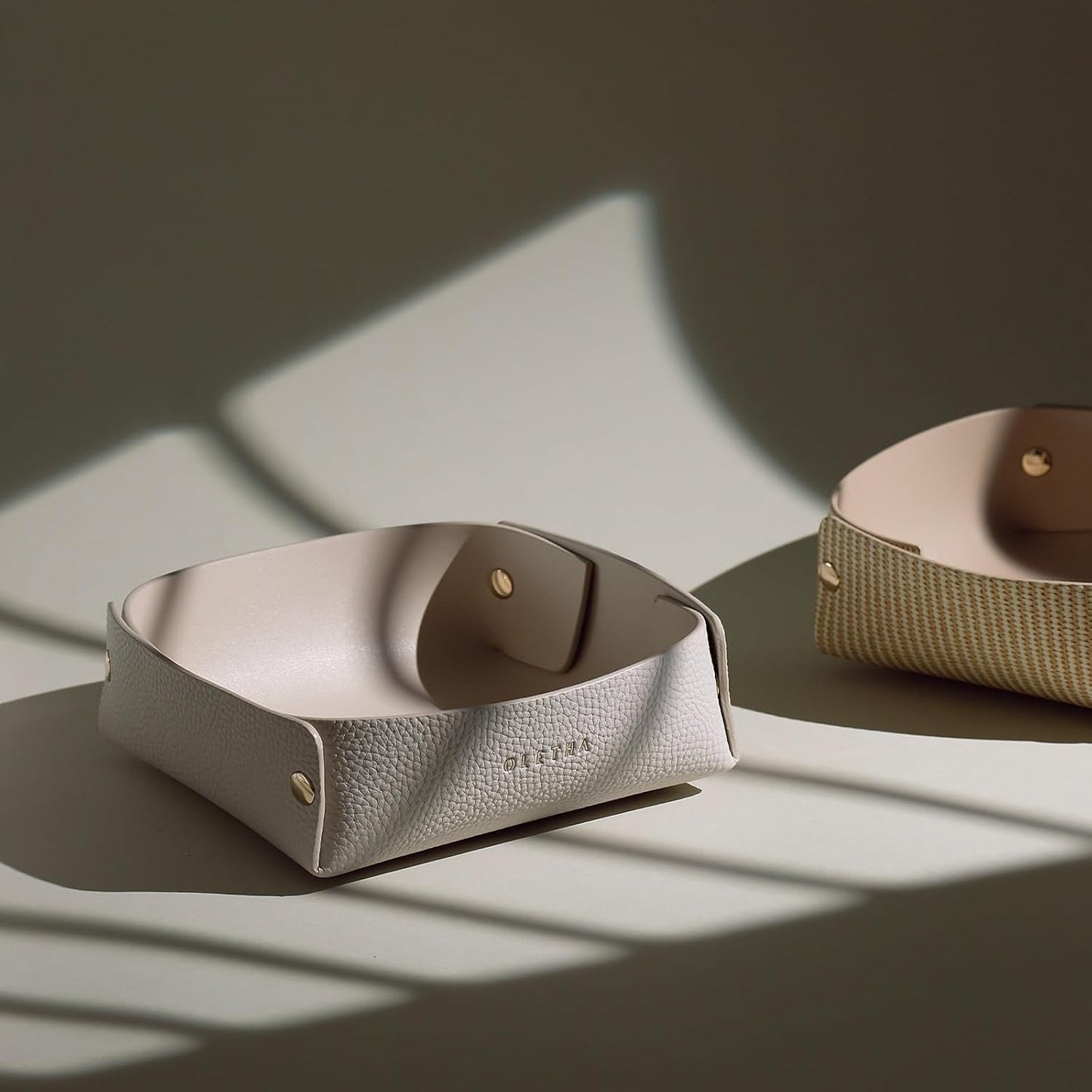 OLETHA Napkin Holder for Luncheon Napkins - Aesthetic Desk Decor for Kitchen & Dining Table - Light Taupe