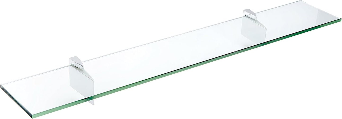 Spancraft Glass R-4.75x12-Chrome Raven Glass Shelf, Chrome, 4.75" x 12"