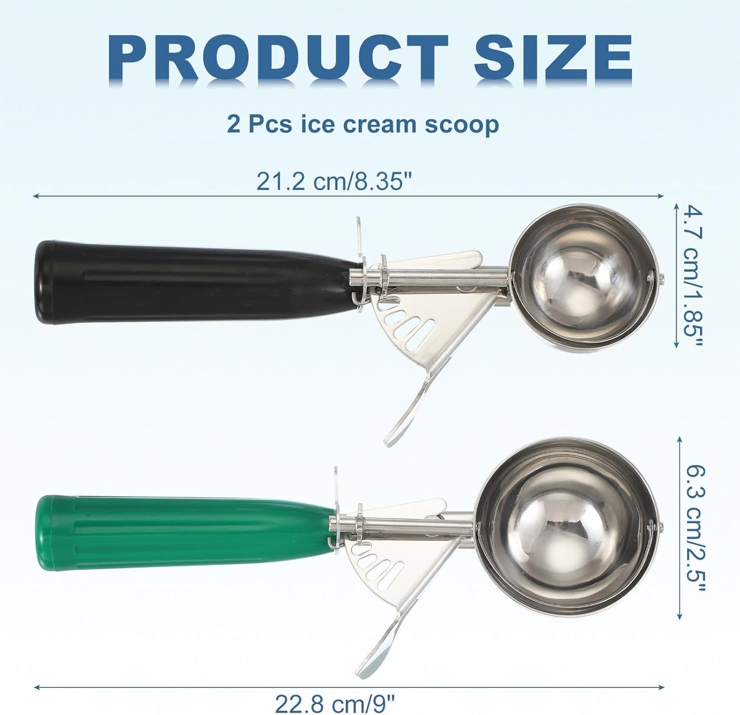 uxcell 2 Pcs Cookie Scoops, Ice Cream Scoop with Trigger for Baking Cookie Dough Rice Pudding Kitchen Gadget, Black, Green
