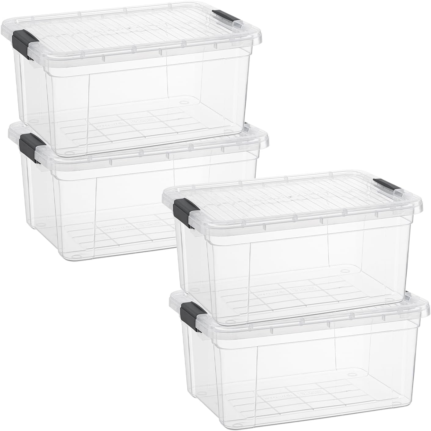 Superio Clear Storage Boxes with Lids, 20 Quart Plastic Container Bins for Organizing, Stackable Crates, BPA Free, Non Toxic, Odor Free, Organizers for Home, Office and Dorm, 4 Pack