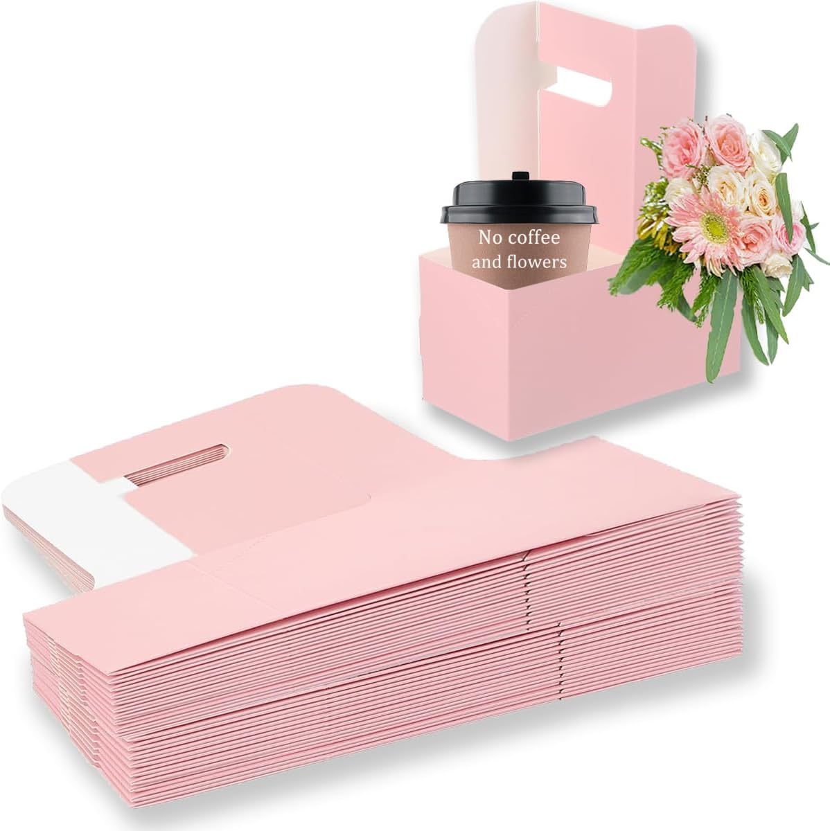 Drink Carrier with Handle Cup Coffee Holder Sturdy Beverage Carriers Pink