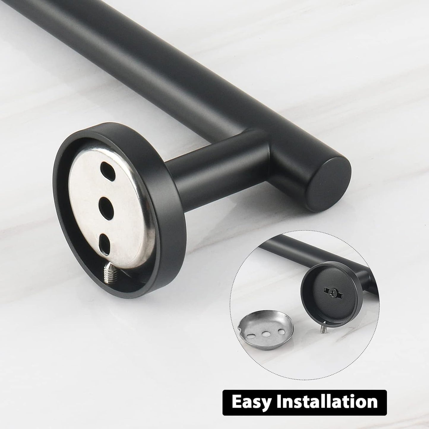 NearMoon Bath Towel Bar, Bath Accessories Thicken Stainless Steel Shower Towel Rack for Bathroom, Towel Holder Wall Mounted (1 Pack, Matte Black, 26 Inch)