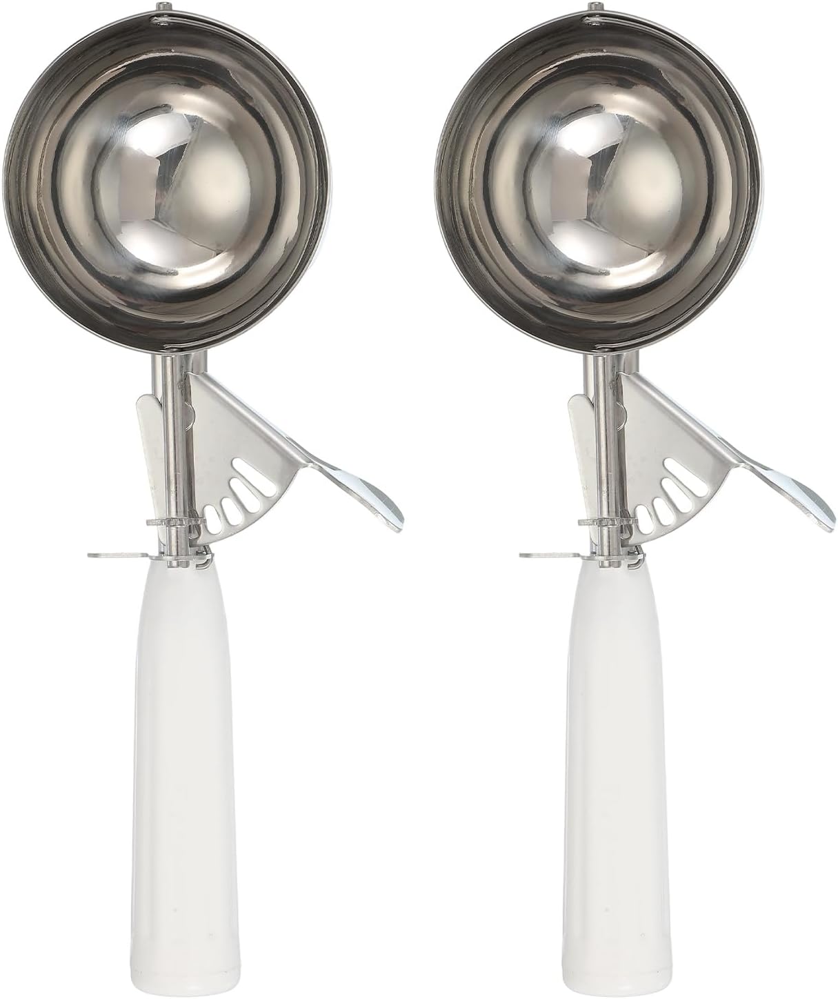 uxcell 2 Pcs Cookie Scoops, Ice Cream Scoop with Trigger for Baking Cookie Dough Rice Pudding Kitchen Gadget, White