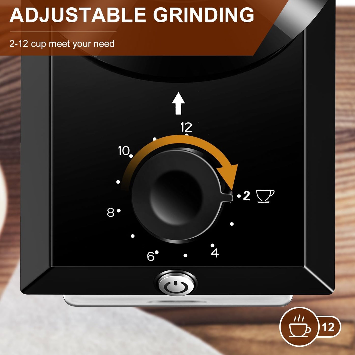 Electric Burr Coffee Grinder,Adjustable coffee grinder with 28 Precise Grind Setting for French Press, Drip Coffee and Espresso,12 Cups, Black