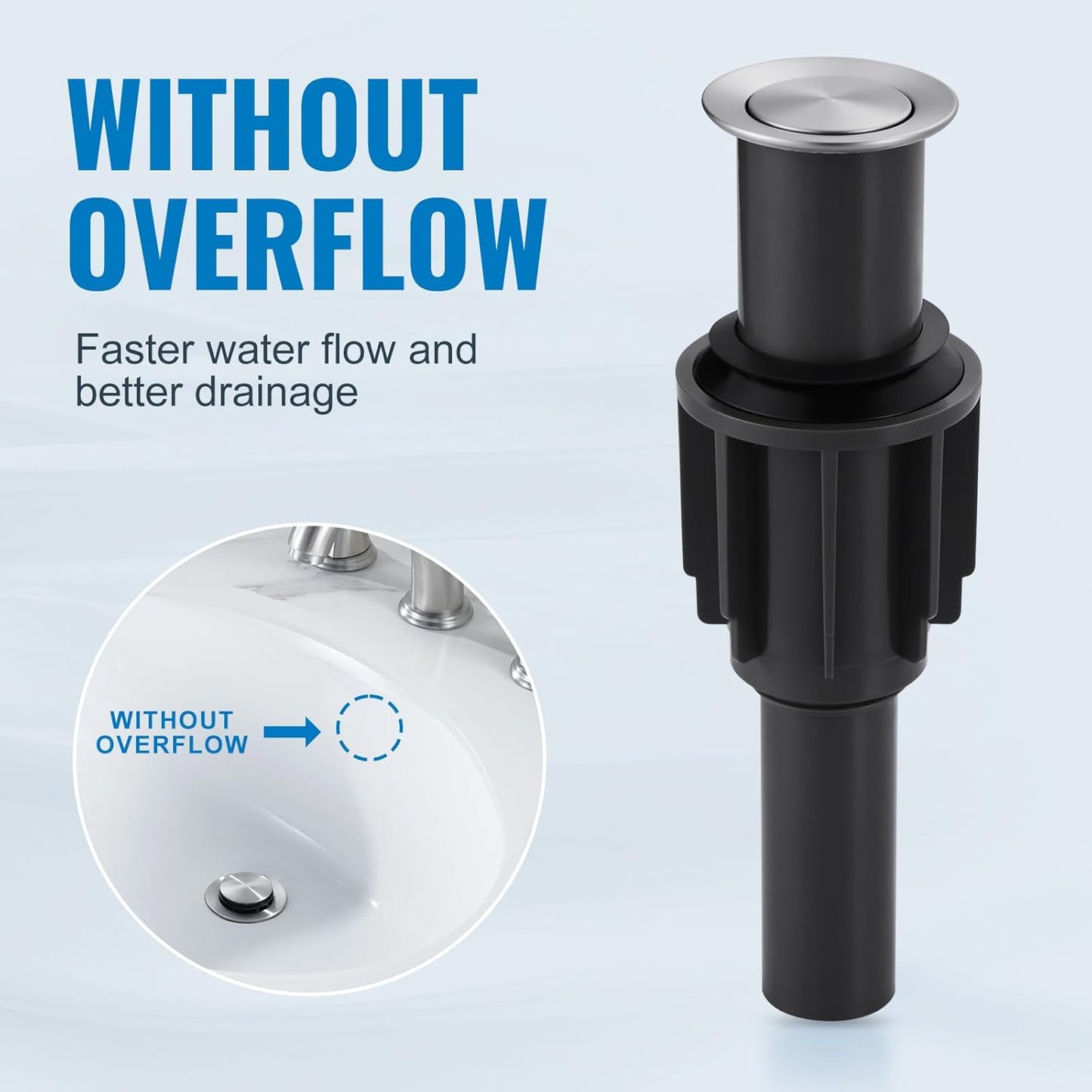 ALEASHA Pop Up Sink Drain Without Overflow, Bathroom Sink Drain Vessel Sink Stopper Pop Up Sink Drain Stopper, Pop Up Drain for Bathroom Sink Drain Strainer for Hair Catcher,Brushed Nickel