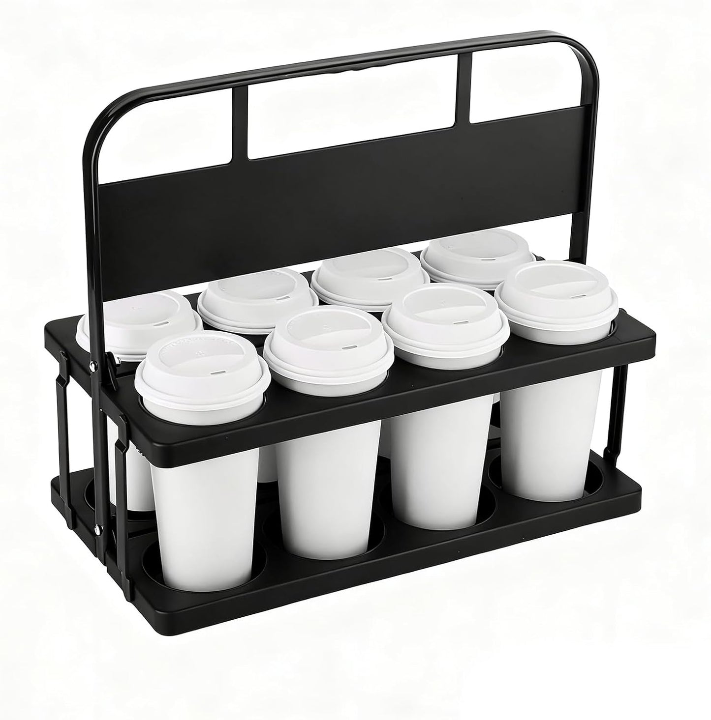 Reusable Drink Carrier with Handle for Doordash, Eats, Grubhub, Portable 8 Cup/Coffee Holder Accessories for Delivery, Foldable Drinks Caddy with Tray, Car Durable Plastic Festive Bottle, Vacation