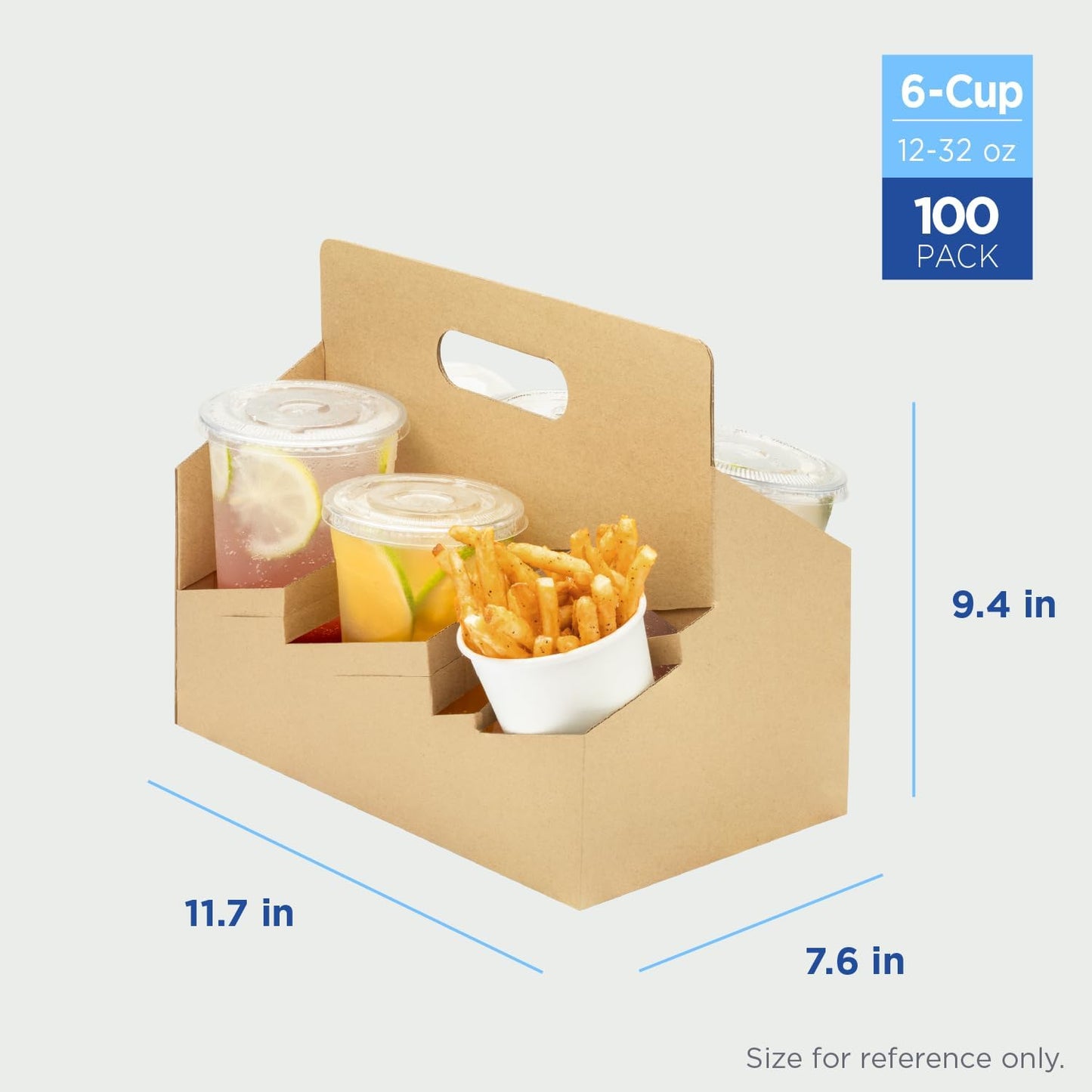 Karat [100ct Drink Carrier with Handle - Sturdy Paperboard Kraft Coffee Cup Carrier for Hot/Cold Beverages, Fits 10-32 oz Cups - Eco-Friendly, Disposable To-Go Drink Holder (6-Cup)