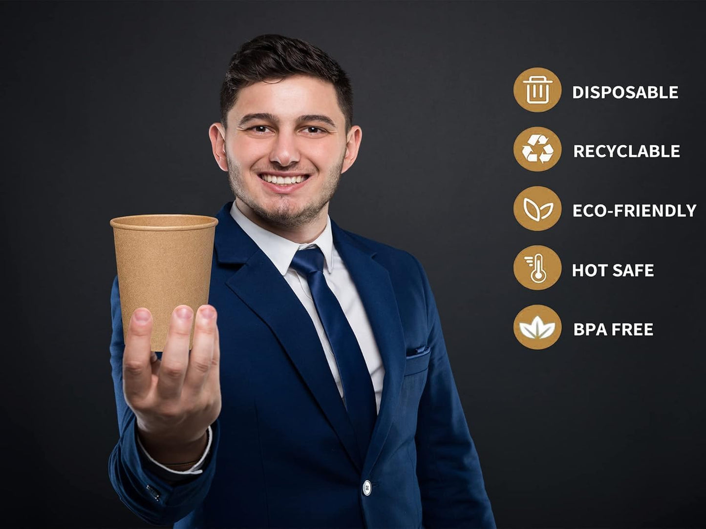 WANBAO 300 pack 12 oz Disposable Paper Cups Coffee Cups for Coffee Beverages and Cold Drinks, Suitable for Home-use, office, restaurant and Events