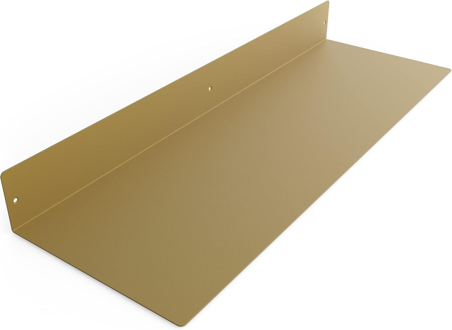 DIY CARTEL Made in USA 24 Inch Linear Floating Shelf - Raw Steel - Industrial Heavy Duty Metal Wall Mounted Modern Farmhouse Rustic Designed Shelf Ledge (24-in X 8-in Powder Coated Gold)