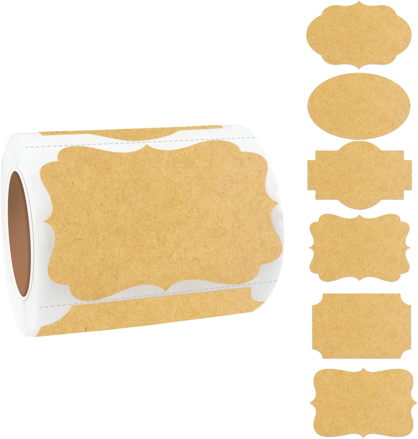 Kraft Labels Stickers, 250 PCS 3" x 2" Fancy Shape Stickers Labels for Storage Box or Food Jars Holiday Present Stickers Christmas Gift Tags Stickers