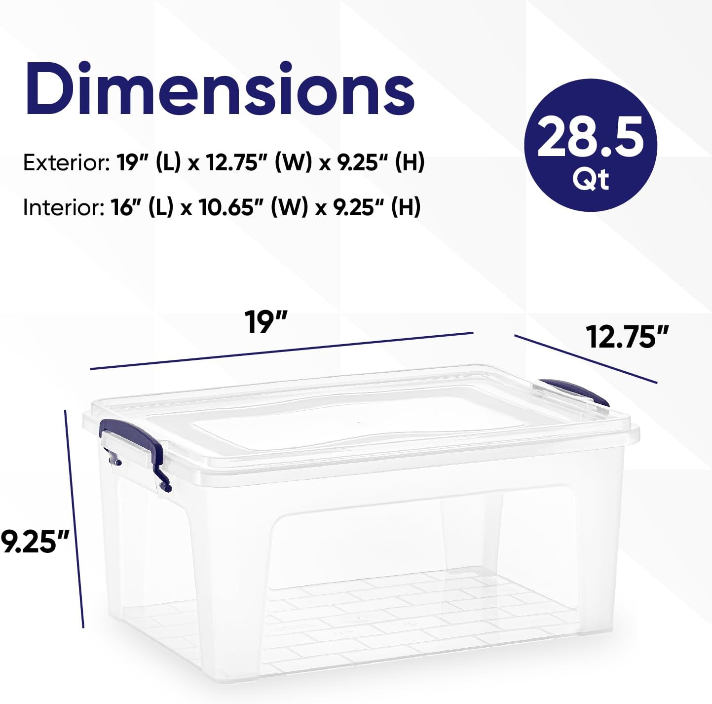 Superio Storage Bins with Lids, Clear Plastic Containers for Organizing, Stackable Totes, BPA Free, Odor Free, Organizer Boxes for Home, and Dorm (4 Pack, 28.5 Qt)