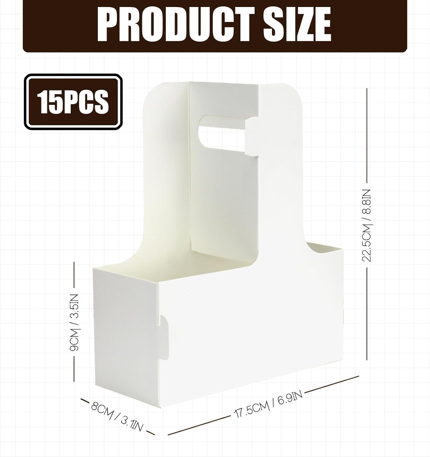 2 Cup Disposable Drink Carrier for Delivery with Handle,15 Count White Paperboard Cup Holder,Cup Carriers for Hot or Cold Drinks,Coffee Carrier, Food Delivery,Take Out Cup Carriers (White, 15 PCs)