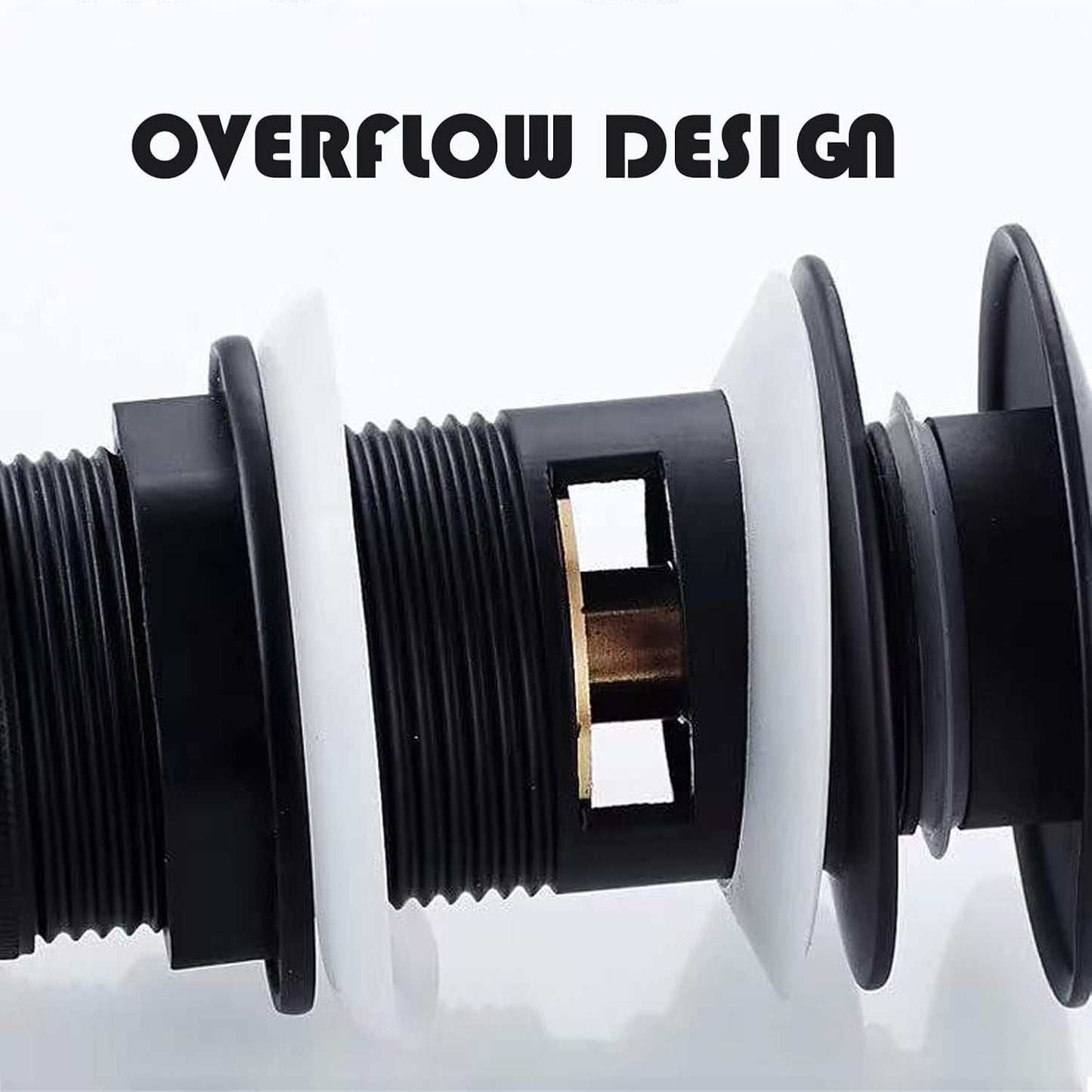 Pop Up Sink Drain with Overflow Bouncing Style Brass Stopper for Bathroom Faucet Vessel or Vanity Drain Brass Oil Rubbed Black