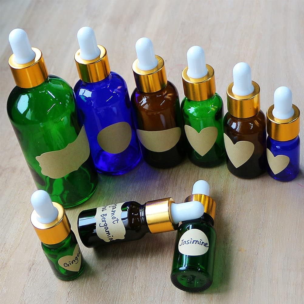 Nardo Visgo Natural Brown Kraft Paper Label Stickers,Removable Assorted Size and Shapes Kraft Labels for Essential Oil Bottles,Mason Jars,Storage Containers or Gift Decoration,Free Black Marker,285pcs