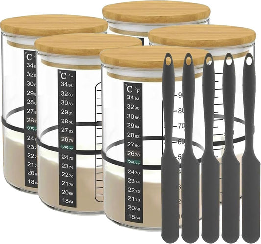 Pro Sourdough Bread Starter Kit - 34 oz sourdough jar with 5 unique features for the perfect sour dough bread & sourdough starter kit - baking supplies (34oz-5pack)