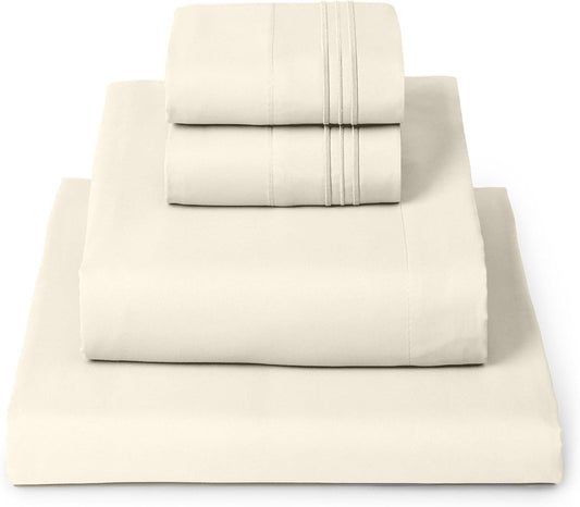 Mellanni Full Sheets Set - 4 PC Iconic Collection Bedding - Hotel Luxury, Extra Soft, Cooling Bed Sheets - Wrinkle, Fade, Stain Resistant (Full, Golden Ivory)