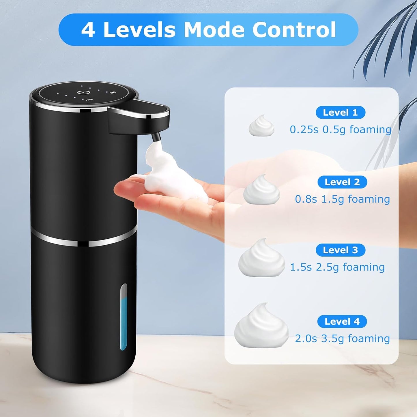 2 Pack Automatic Soap Dispensers,12.8oz/380ml USB Touchless Automatic Foaming Soap Dispenser,Rechargeabled Wall Mounted Smart Soap Dispenser for Bathroom Kitchen Dish Soap(Black)