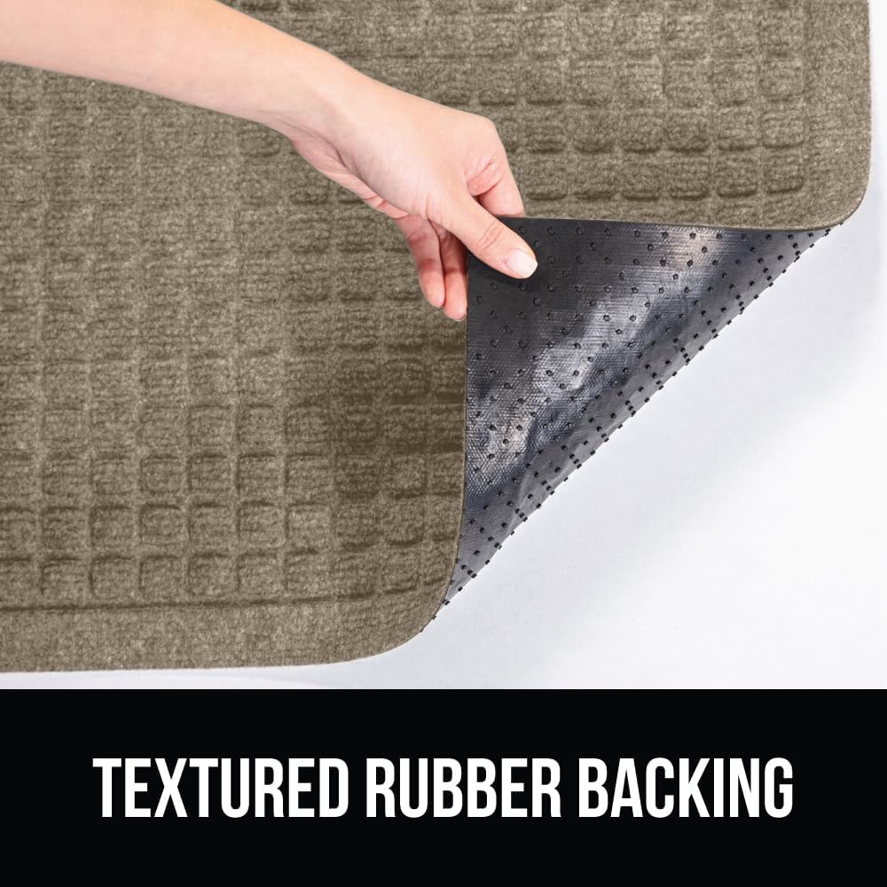 GORILLA GRIP Front Door Mat, 35x23, Indoor Outdoor Ultra Absorbent HydroAbsorb Doormat, Absorbs Up to 5.7 Cups of Water, Stain and Fade Resistant, Rubber Backing Doormats, Captures Dirt, Beige