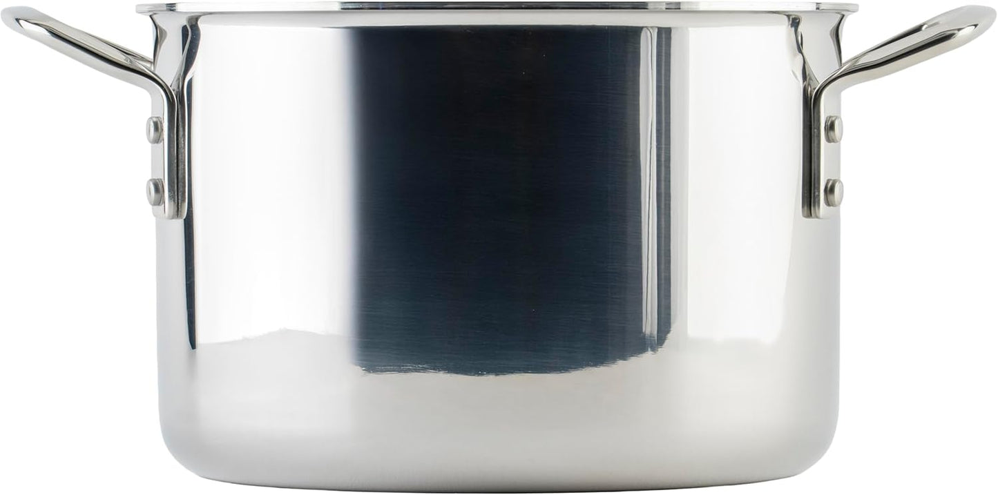 WINCO Tri-Ply Stock Pot, 6-quart-qt-6qt, Silver