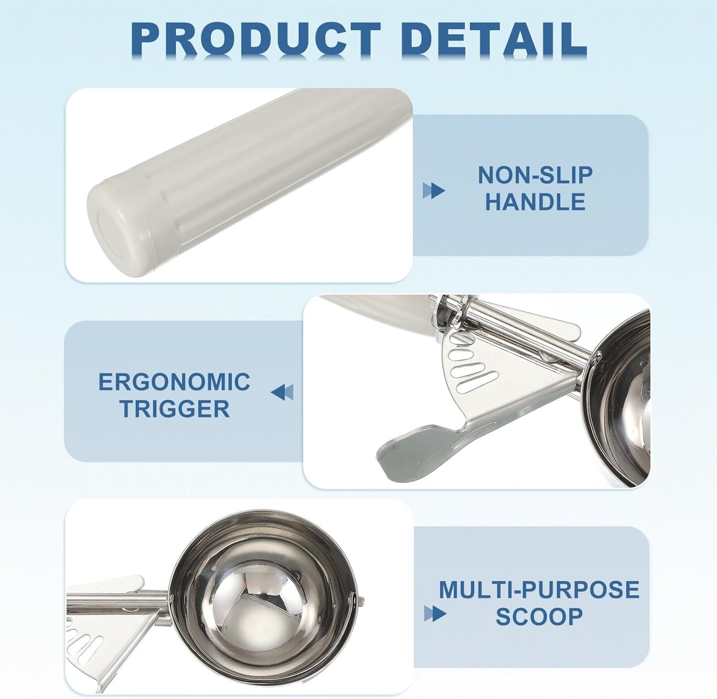 uxcell 2 Pcs Cookie Scoops, Ice Cream Scoop with Trigger for Baking Cookie Dough Rice Pudding Kitchen Gadget, Beige