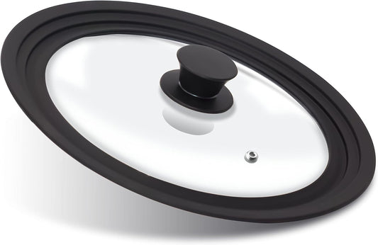 Anaeat Silicone Universal Lid for Pots, Pans and Skillets - Tempered Glass Covered with Heat Resistant Silicone Rim Fits 11", 12" and 12.5" Diameter Cookware -Easy to Use Replacement Frying Pan Cover