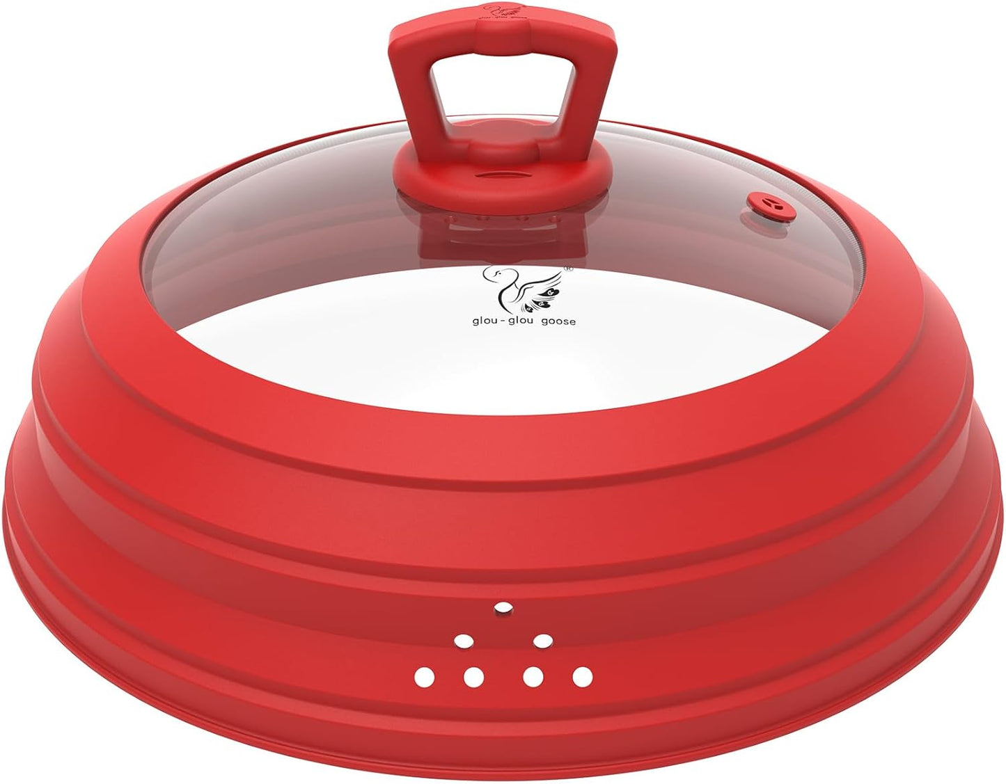 Microwave Splatter Cover Vented Glass Splatter Guard Lid with Collapsible Silicone for Food as Pot Cover 11.8 inch Large Plate for 6 7 8 9 10 11 inch Plate Bowl