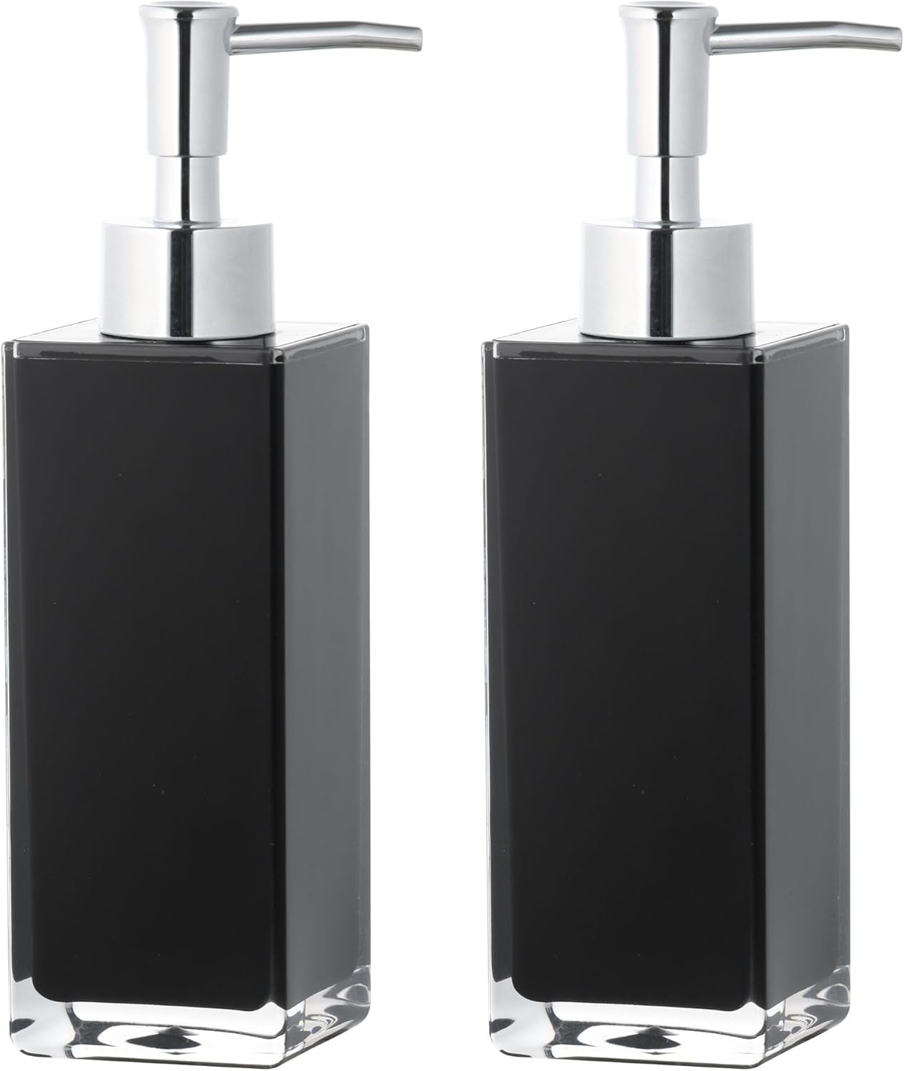 Premium Black Soap Dispenser for Bathroom and Kitchen, Refillable Hand Soap Dispenser, Dish Soap Pump Bottle - 2 Pack