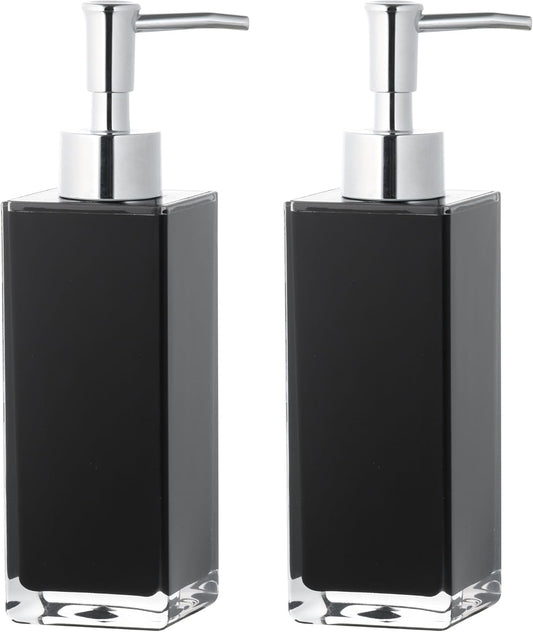 Premium Black Soap Dispenser for Bathroom and Kitchen, Refillable Hand Soap Dispenser, Dish Soap Pump Bottle - 2 Pack