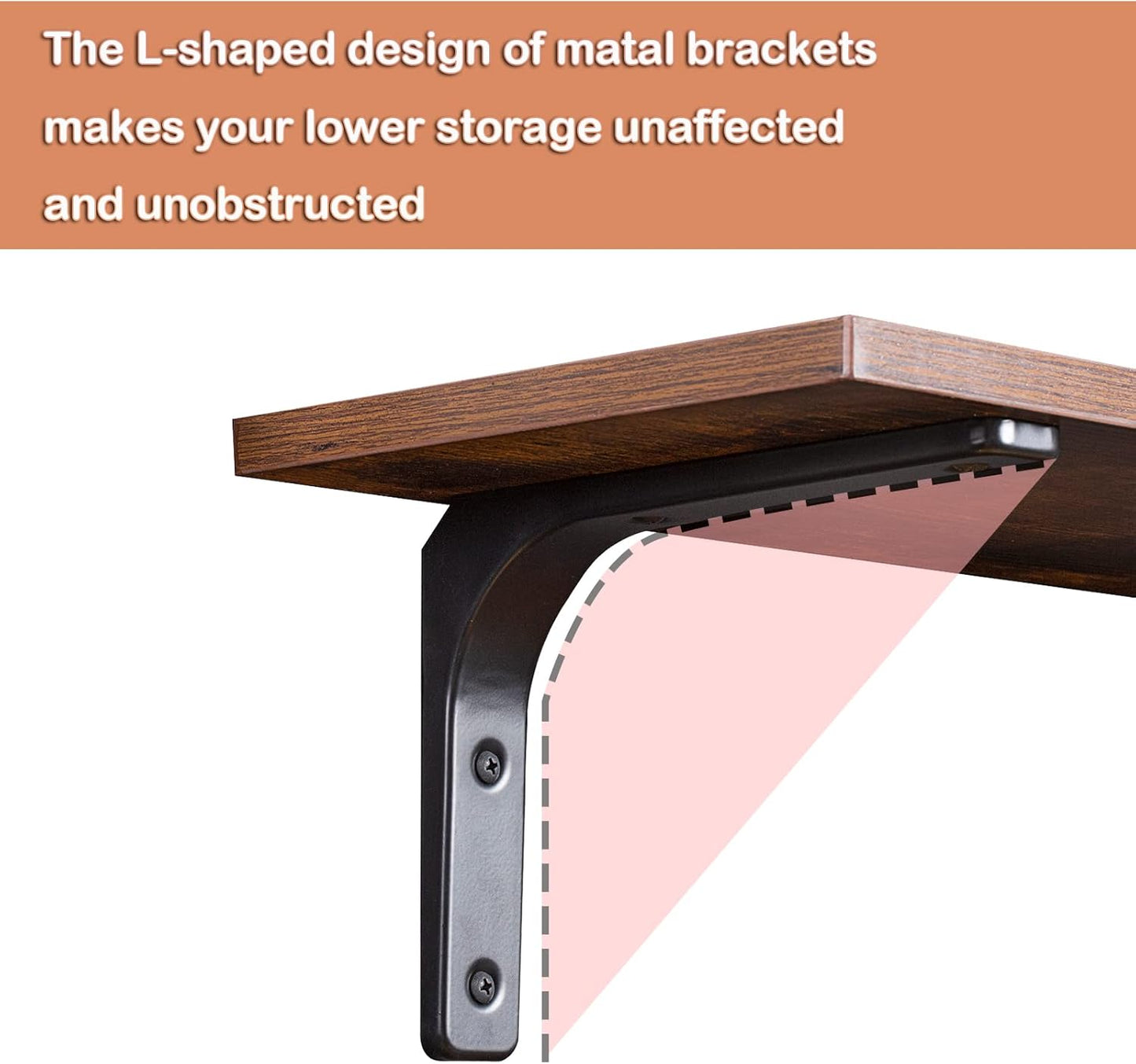 DINZI LVJ Long Wall Shelves, 39.4Inch Wall Mounted Shelves Set of 2, Extra Large Wall Storage Ledges with Sturdy Metal Brackets for Living Room, Bathroom, Bedroom, Kitchen, Rustic Brown