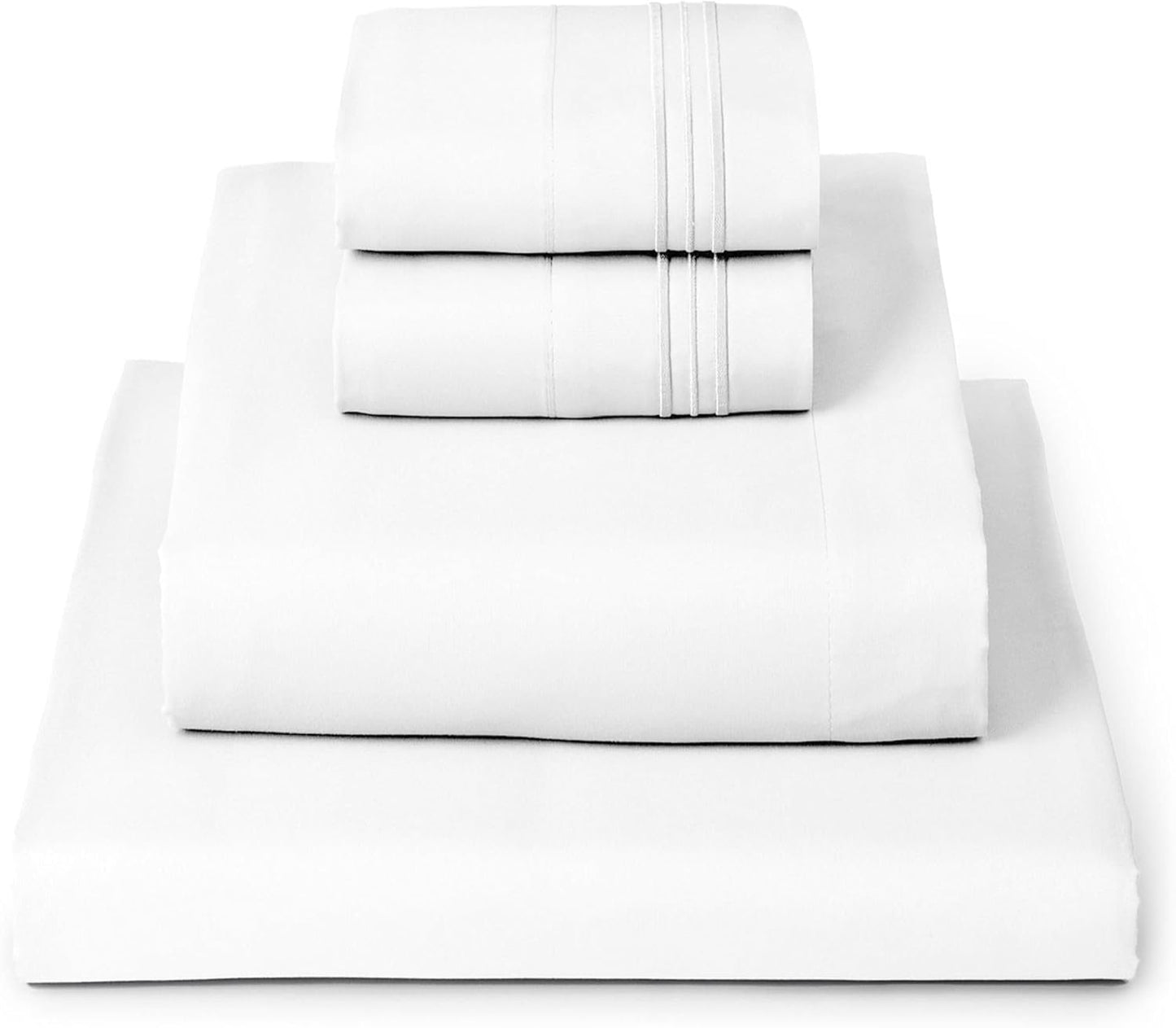 Mellanni Full Sheets Set - 4 PC Iconic Collection Bedding - Hotel Luxury, Extra Soft, Cooling Bed Sheets - Wrinkle, Fade, Stain Resistant (Full, White)