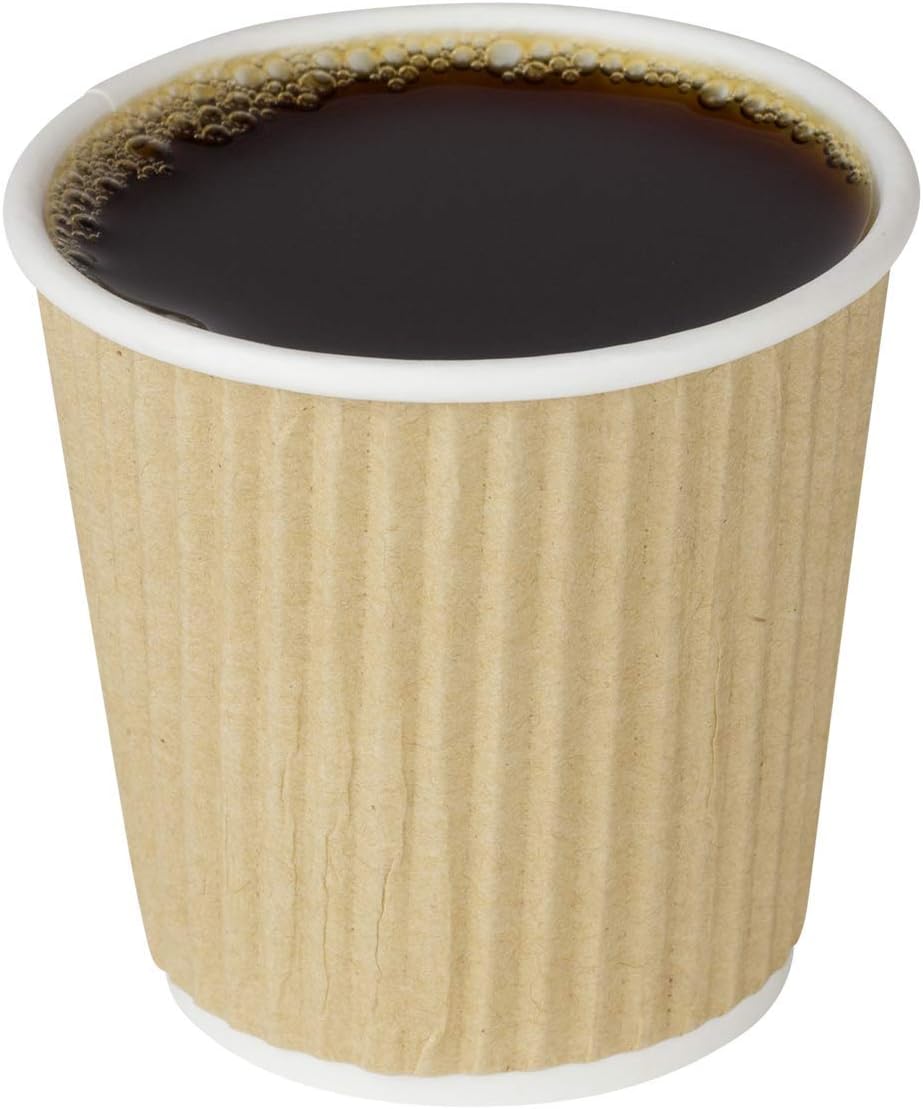 Karat Coffee Hot Cups 4oz [1,000 ct] Kraft Small Ripple Disposable Paper Cups, Ideal for Party, Picnic or Office (C-KRC504)
