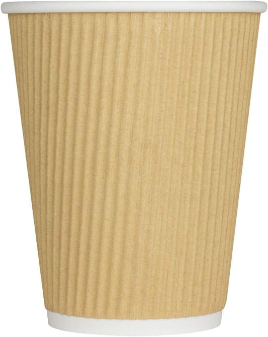 Karat 12 oz Ripple Insulated Coffee Cup [500 Count] Disposable Paper Hot Cup, Sturdy & Leak Proof, 90mm, No Lids