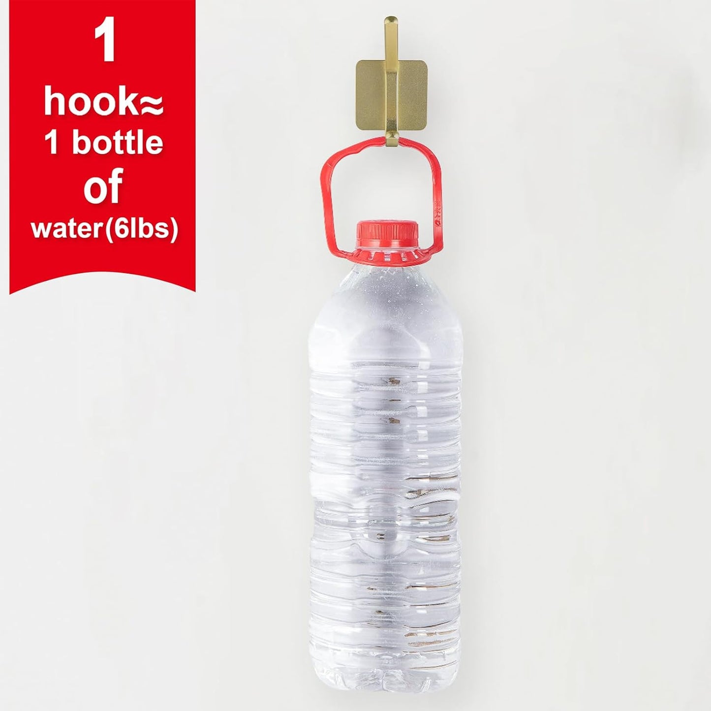 Aluminum Wall Hooks, No Drill Damage-Free Adhesive Hook, Product for Hanging Heavy Duty for Bathroom Kitchen Home (Double Square Gold Hook, 4)