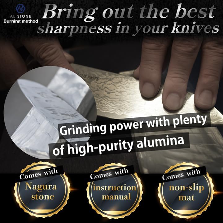 Whetstone Sharpening stone medium 1000 finishing 3000 w/Nagura, 7.1" x 2.4" x 0.8" (Pro Power. Perfectly Compact for home use), Made in Japan (#1000/#3000)