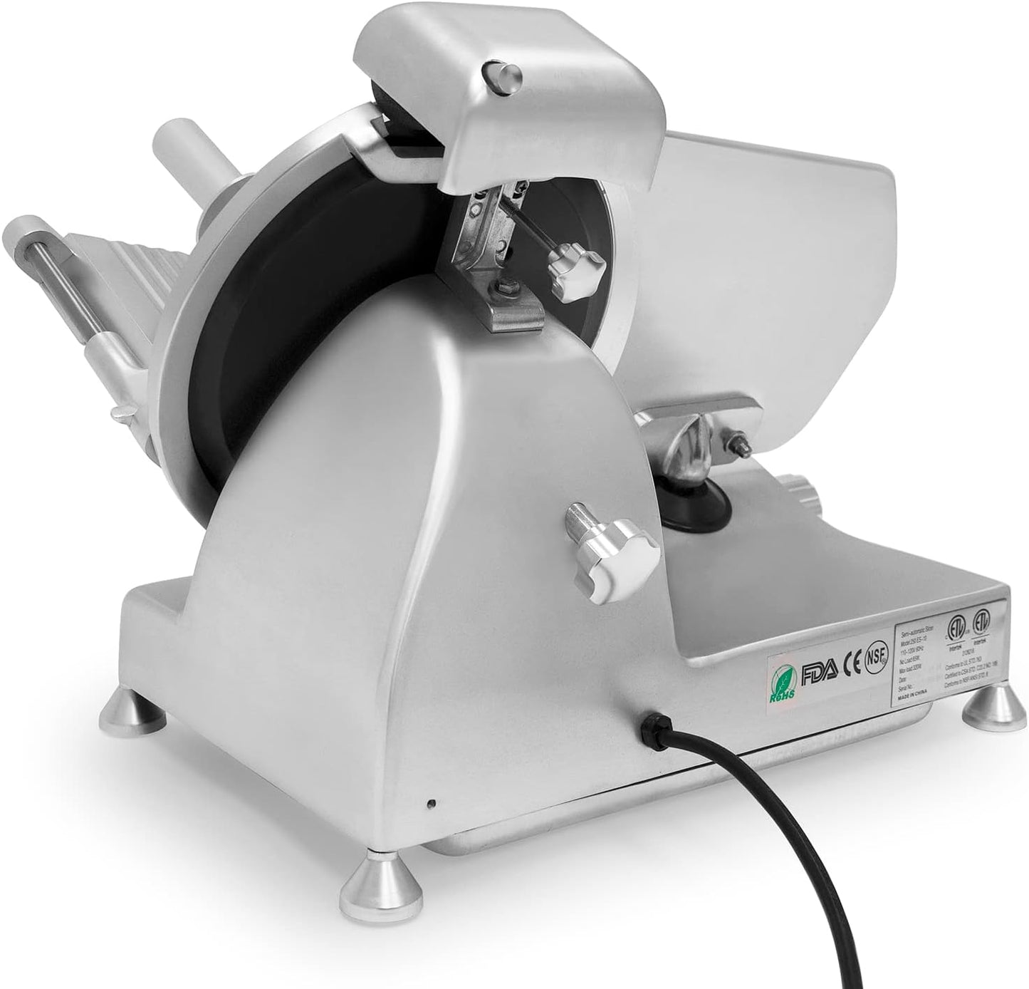 KWS Metal Collection MS-10DS Commercial 320W 10-Inch Meat Slicer Anodized Aluminum Base with Stainless Steel Blade + Blade Removal Tool, Frozen Meat/Cheese/Food Slicer Quiet [ ETL, NSF Certified ]