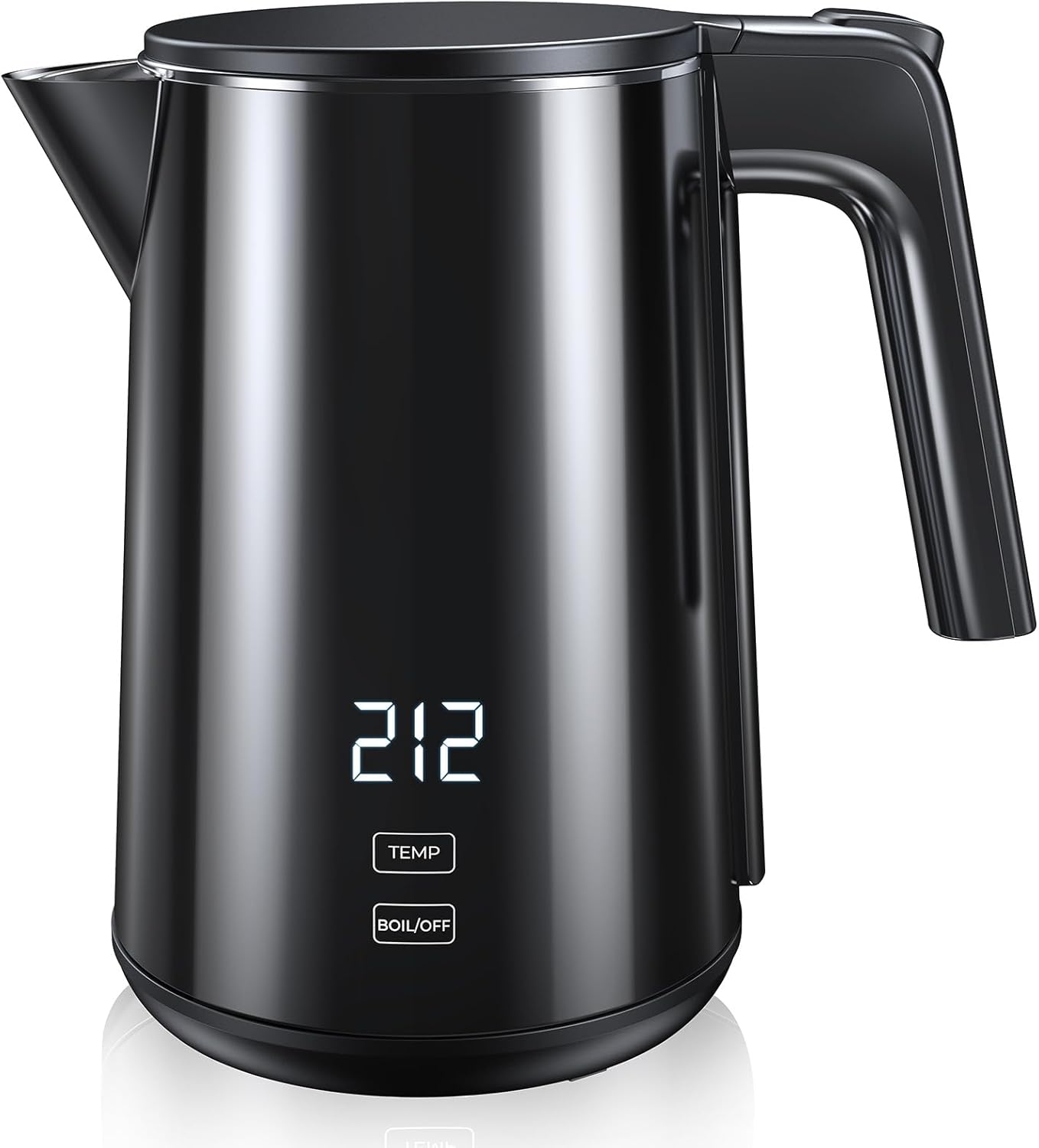 Electric Kettle, Double Wall Stainless Steel Cool Touch Water Boiler Heater, 7 Temperature Control Teapot, 4H Keep Warm, 1.0L 1200W Fast Heat with Auto Shut-Off, Boil-Dry Proof Coffee Tea Pot, Black